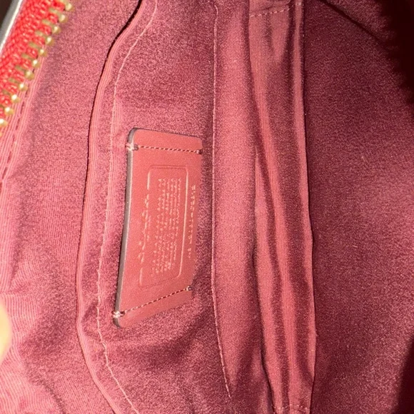 New RARE COACH Jes Crossbody Bag w/Puffy Heart Quilting Leather Gold Cherry Red - Picture 11 of 13